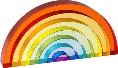 Produktbild von 7-teiliges acryl regenbogen stapelspiel, montessori bogen bausteine, sensorisches lernspielzeug für kinder, farb- & lichtspiel