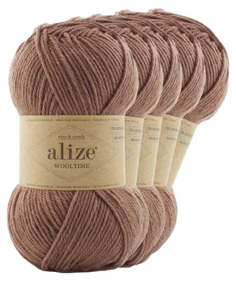 5 x 100g Sockenwolle Alize Wooltime 75% Wolle OEKO-Tex 100 Strickgarn Häkelgarn Farbwahl 581 milchkakao