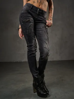 Produktbild von WD437 Damen Slim-Fit-Jeans mit trendigen Ziernähten