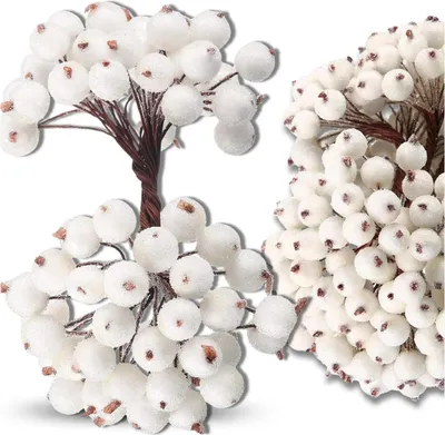 Image de EDIBAZZAR | Sorbier blanc artificiel, décoratif, Noël, givré, 100 branches