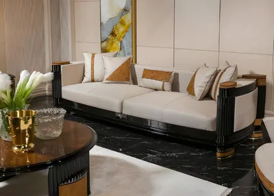 Produktbild von s Weißes Polstersofa Designer 3-Sitzer Wohnzimmer Couch