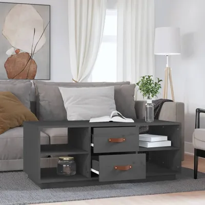 Produktbild von vidaXL Couchtisch Grau 100x50x41 cm Massivholz Kiefer - Couchtisch - Couchtische - Beistelltisch - Sofatisch