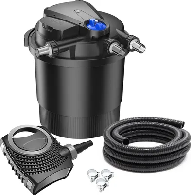 Image de SunSun Kit complet: CPA-20000 Filtre de bassin à pression jusqu’à 40000 L avec 36 Watt lampe uv, NEO12000 SuperECO pompe 12000l/h 100W, 10m Tuyau 38 mm (1 1/2"), collier de serrage W1 44-47mm
