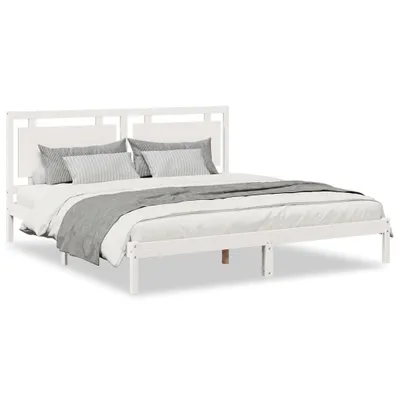 Obrázok produktu pre Extra dlhá posteľ bez matraca biela 200x210 cm masívne drevo