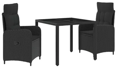 Immagine prodotto di Set da tavolo da esterno vidaXL, 3 pezzi, nero, 90 x 90 x 75 cm, in polyrattan