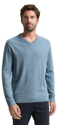 Produktbild von Tom Tailor Herren 1039811 Strickpullover mit V-Ausschnitt, 39094 - Faded Blue Me