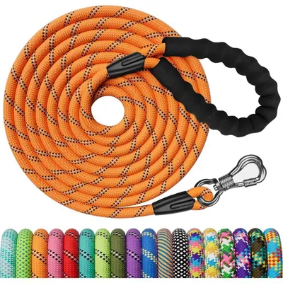 Obrázek produktu pro Obojky pro psy, 3M x 8 mm, oranžové. Polstrovaná rukojeť, uzamykatelný karabina