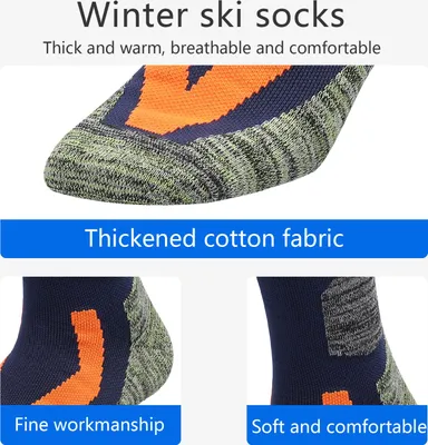 Produktbild von 1 Paar Winter-Skisocken für Herren und Damen, kaltes Wetter, warm und atmungsaktiv, für Sport, Snowboarden, Skifahren, Bergsteigen, Wandern