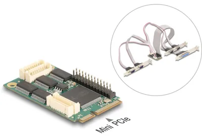 Obrázok produktu pre DeLOCK 95279, Sériový, Mini PCIe, Čierna, Zlato, Zelená, Čína, 460,8 Kbit/s, 256 B