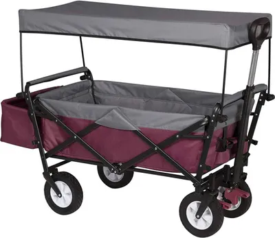 Image de Chariot pliable Rootz avec toit - Chariot utilitaire - Chariot de jardin - Polyester 600D résistant - Rangement facile - Capacité de charge élevée : 80 kg - 120 cm x 51 cm x 93 cm