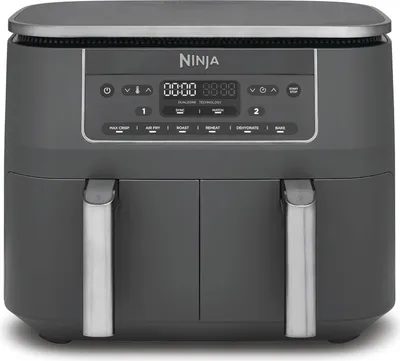 Ninja DZ300EU Doppelfritteuse 7,6 L Selbstversorger 2400 W Heißluftfritteuse Grau