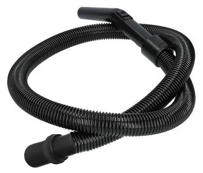 A black vacuum cleaner hose with two attachments.