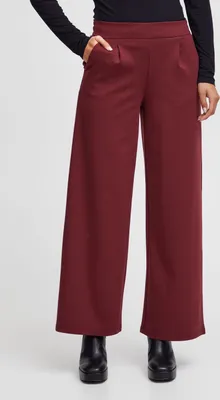 Image de ICHI IHKate Pantalon en tissu pour femmes Pantalon Culotte avec stretch taille élastique haute coupe large ornements