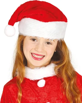 Produktbild von Weihnachtsmütze für Kinder Plüsch rot-weiss - Einheitsgröße