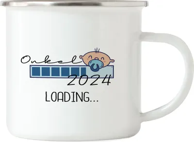Produktbild von Onkel Loading 2024 Emaille Tasse für werdende Onkel zur Geburt Nichte Neffe Babynews Ich werde Onkel Geschenk Tasse