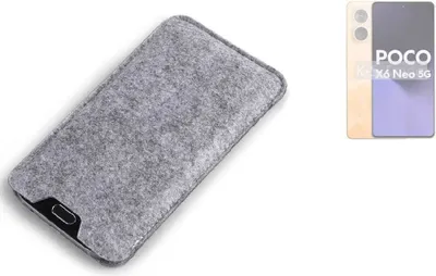 Produktbild von K-S-Trade Filz Handyhülle kompatibel mit POCO X6 Neo Schutzhülle Filztasche Filz Tasche Case Sleeve Handy Hülle Filzhülle grau