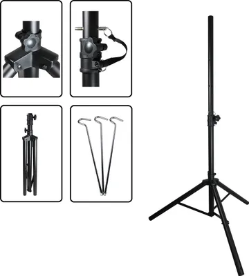 Produktbild von Dreibein Stativ BLACK ALU 150 cm max. höhe für Sat Schüssel bis 80cm Camping Balkon Tripod 3x Heringe