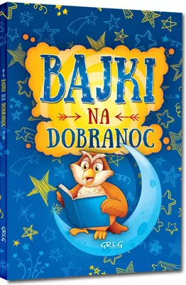 A children's book cover featuring an owl reading on a crescent moon against a starry night sky.