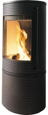 Image de INVICTA Altara, poêle à bois anthracite de 6 kW, en fonte, avec une grande vitre frontale, un conduit de fumée de 150 mm et une chambre de combustion pour des bûches de 33 cm