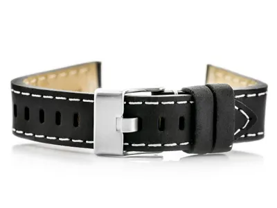 Immagine prodotto di Cintura in pelle per l'orologio W25 - nero/bianco - 18 mm