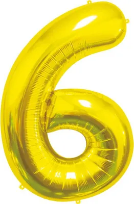 Produktbild von XL Folienballon Zahl 6 gold 85 cm