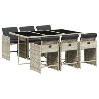 Immagine prodotto di vidaXL set da pranzo da giardino 7 pezzi con cuscini in rattan grigio chiaro