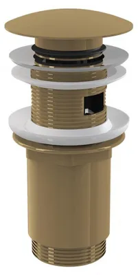 Imagen del producto de Válvula de desagüe CLICK/CLACK para lavabos con desbordamiento, conexión de 5/4", tapón grande, metal dorado