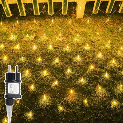 Produktbild von Bettizia LED Lichternetz 2x2M Warmweiß Lichterkette Weihnachtsbeleuchtung Lichtervorhang Innen Deko 8 Modi 200 LEDs