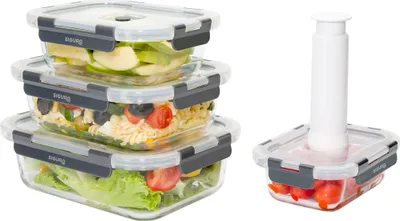 Produktbild von Siguro Vakuum-Glasdosen-Set, 0,37 l 0,64 l 1,05 l 1,52 l Pumpe, 5 Stück