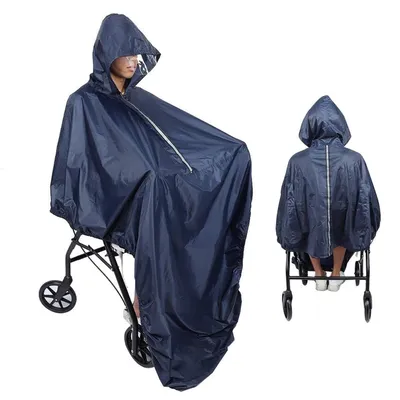 Produktbild von Ponchos, Rollstuhlponcho, Rollstuhlabdeckungen Wasserdicht mit Reflektorstreifen, Leichte Regenponchos für Erwachsene, Wiederverwendbarer