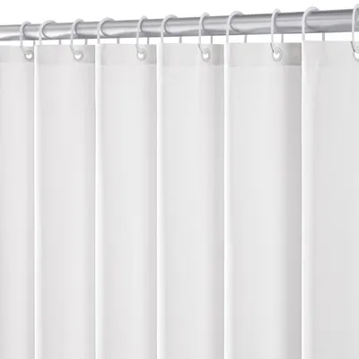 Produktbild von Duschvorhang in Leinenoptik, 180 x 200 cm, weiß, schwer, wasserdicht, aus Polyester in Hotelqualität, schimmelresistent, waschbar, mit 12 Ringen.