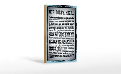 Produktbild von Holzschild Spruch 12x18cm wir Dorfkinder Hausaufgaben Bus