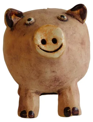 Produktbild von Handgefertigte Spardose Schwein aus Steinzeug, Natur, L 11 x B 10 x H 11 cm