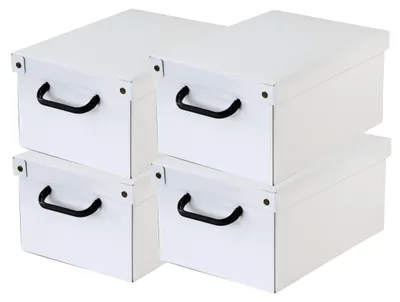 Imagen del producto de Lavatelli Set de 4 Cajas de Almacenaje con Tapa Blanco, 25 x 35 x 17,5 cm