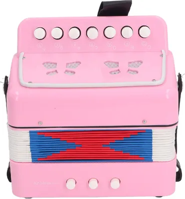Produktbild von Knopfakkordeon für Anfänger, 7 Tasten, 2 Bässe, Musikinstrument für Kinder, Bühnenauftritte & Übung, Rosa