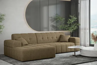 Produktbild von Ecksofa Designersofa NANCY in Stoff Neve Hellbraun Ottomane Links