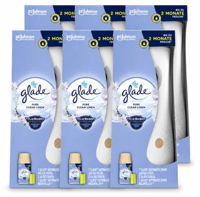 Produktbild von 6 x Glade Automatic Spray Starterset - Pure Clean Linen - 269 ml - Vorteilspackung - 6 Stücke