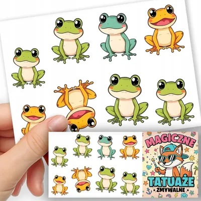 Image de TATOUAGES EPHEMERES POUR ENFANTS - Animaux Grenouille Grenouille - 8 pcs