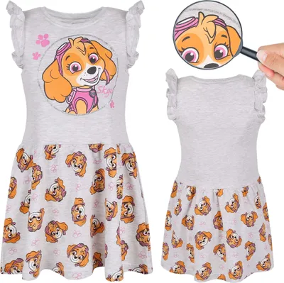 Produktbild von Paw Patrol SKYE Graues Kleid mit kurzarm, Mädchenkleid, Baumwolle 128