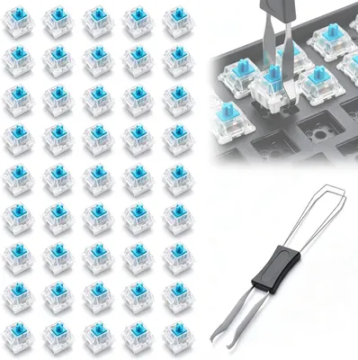 20 blaue transparente Tastaturschalter mit Abzieher