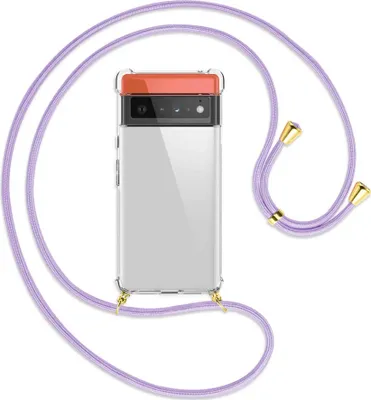 Produktbild von Handykette Backcover-Schutzhülle mit Band (Metall goldfarben) für Google Pixel 6 Pro - violett