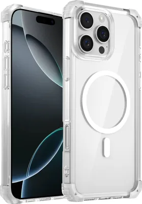 Image de Etui magnétique pour iPhone 16 Pro compatible avec MagSafe, antichoc, protection militaire étui transparent Clear