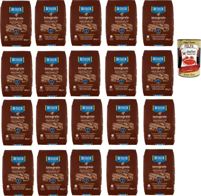 Produktbild von De Cecco Integrale Sedani rigati N° 57, Pasta integrale, Vollkornnudeln, 20x 500g + Italian Gourmet polpa 400g