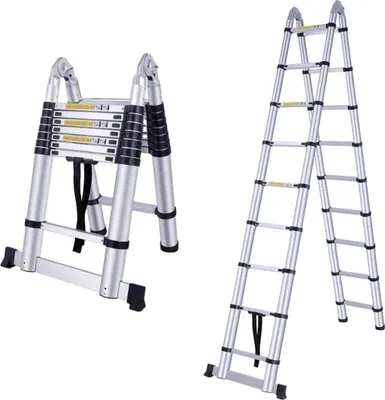 Obrázok produktu pre Teleskopický dvojitý rebrík s kĺbom - 7,2 m, hliník