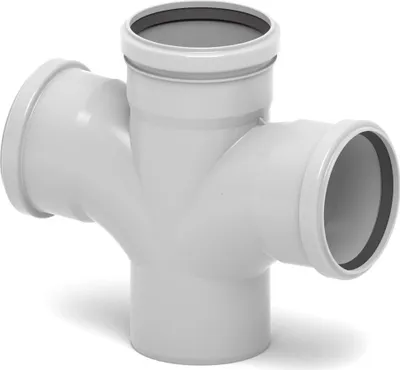 Obrázek produktu pro REHAU RAUSILENTO dvojitá odbočka, DN 90, 90, 90, 87 stupňů, maximální průtok, 1 ks.