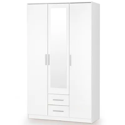 Obrázek produktu pro Halmar Třídveřová šatní skříň se zrcadlem Lima S3 - bílá / bílý lesk