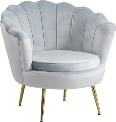 Produktbild von SalesFever Muschel-Sessel | Bezug Samt-Stoff | Gestell Metall goldfarben | B 78 x T 76 x H 78,5 cm | hellgrau