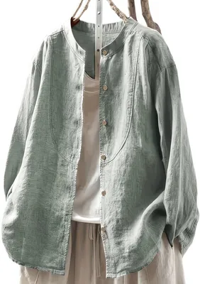 Productafbeelding van Currero Linnen Blouse Dames Licht groen M