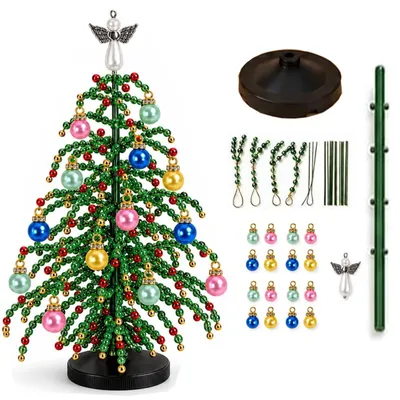 Perlen-Weihnachtsbaum-Bastelset, DIY, Tischdeko, 15 cm