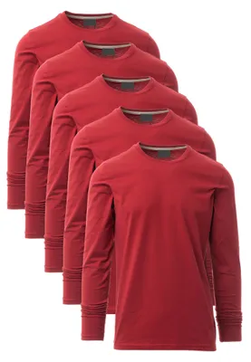 Produktbild von Mivaro Herren 5er Pack Langarmshirts Bordeaux - 100% Baumwolle Longsleeves mit Rundhals, leicht anliegend, feinmaschiges Gewebe mit 165g/m² Stoffgewicht, Größen S bis 5XL